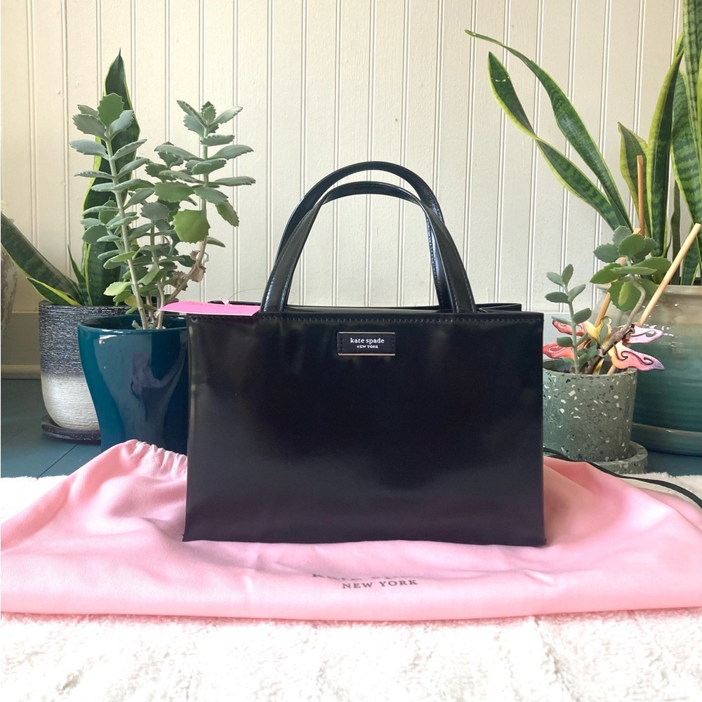 Kate Spade NEW Sam Icon Small Tote Black Spazzolato Leather NWT